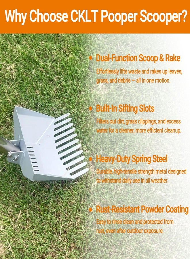 CKLT Heavy Duty Pooper Scooper 66in Tempered Spring Steel Scoop Long Stainless Steel Handle Dog Pooper Scooper for Large Dogs Outdoor Pet Waste Removal Shovel - Image 4